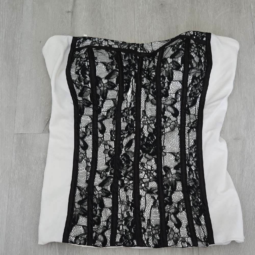 Black and White Lace Bustier Top